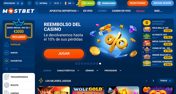 Sitio web oficial de Mostbet
