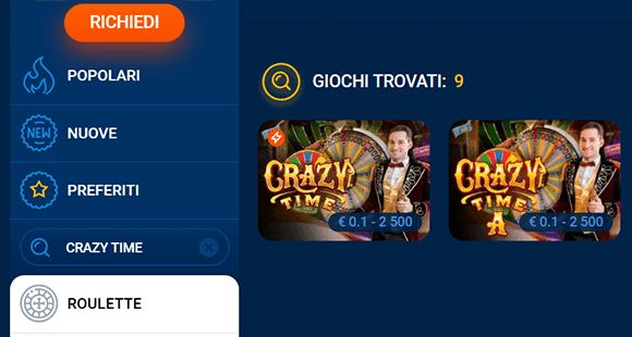 Trova Crazy Time